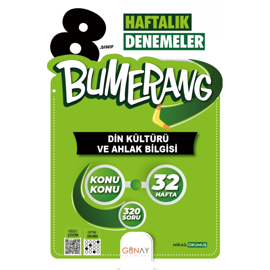 Günay 8.Sınıf Din Kültürü ve Ahlak Bilgisi 32 Haftalık Bumerang Denemeleri