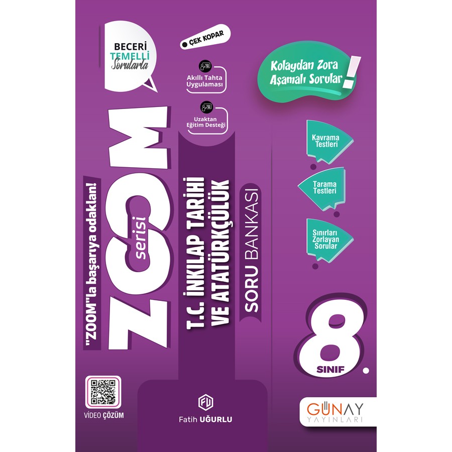 Günay 8.Sınıf Zoom T.C. İnkılap Tarihi ve Atatürkçülük Soru Bankası