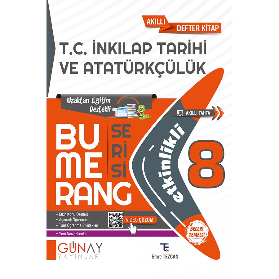 Günay 8.Sınıf Bumerang T.C. İnkılap Tarihi ve Atatürkçülük Etkinlikli Akıllı Kitap